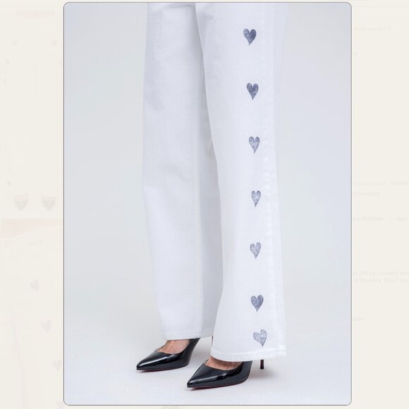 KIMHEKIM Heart Stamped Wide Leg High Rise Jeans - Picture 2 of 4